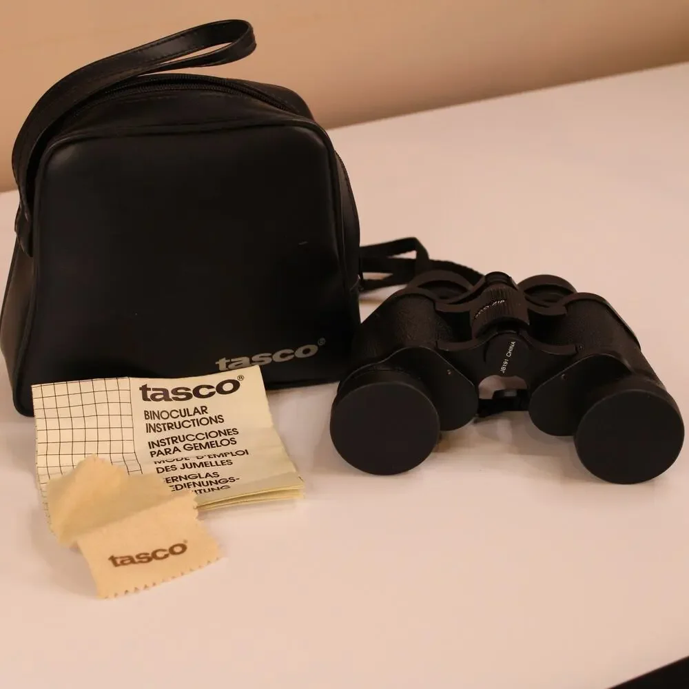 Vintage 1989 Tasco 7x35mm Zip Focus 4000 Binoculars w/ Bag & ACCESSORIES